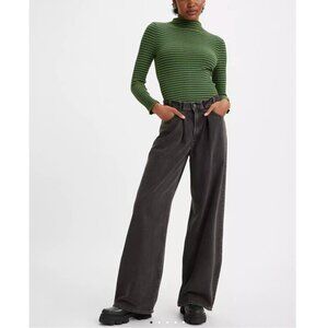 Levis Premium Folded Pleated Baggy Dad Jeans Womens 29x30 Black  A46750001